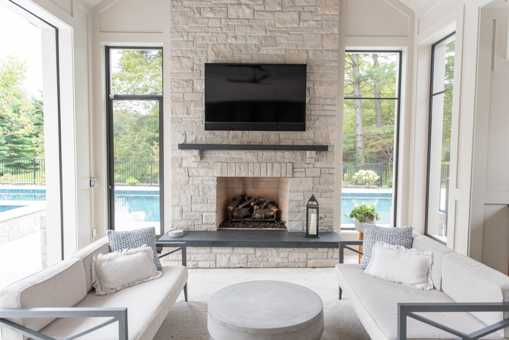 stone fireplace